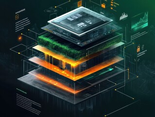 A comprehensive IT security risk assessment diagram showcasing layers of protection, highlighting vulnerability analysis, threat identification, and proactive risk management strategies