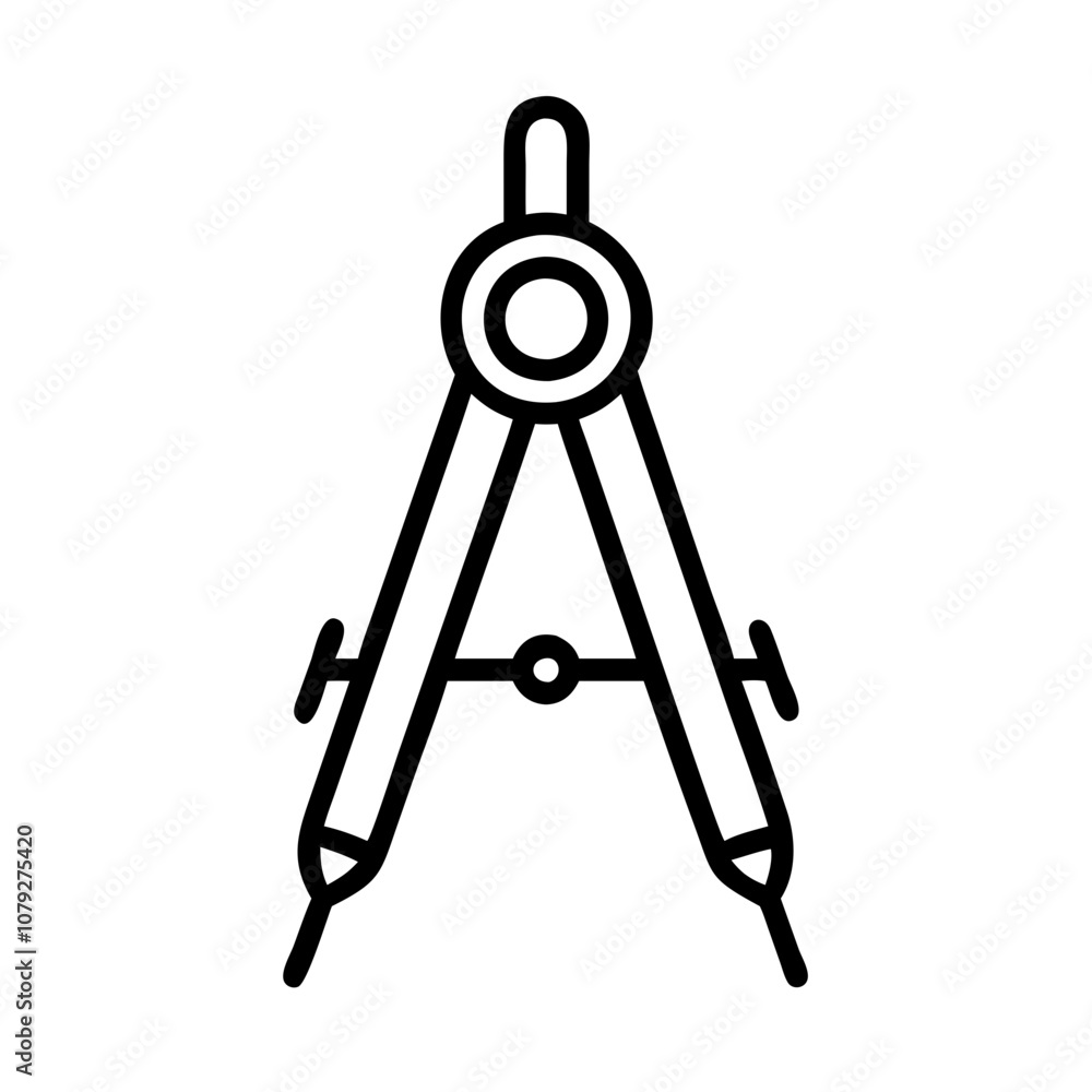 Poster stylized vector icon of a compass used for drawing circles and measuring distances, ideal for archit