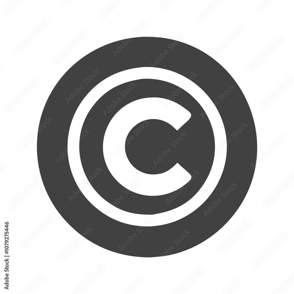 Poster vector icon of a copyright symbol surrounded by a circular border, commonly used to denote protected