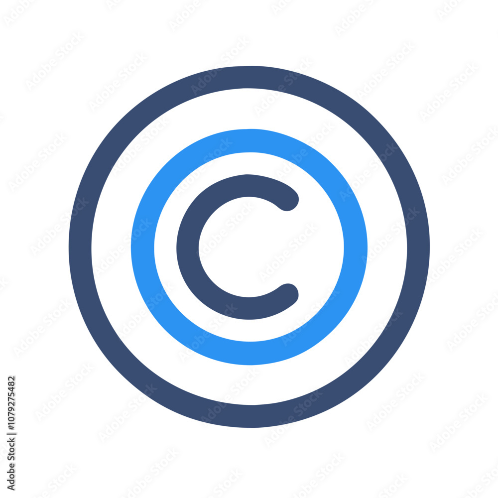 Poster this vector icon represents copyright protection with a stylized letter c enclosed in concentric cir