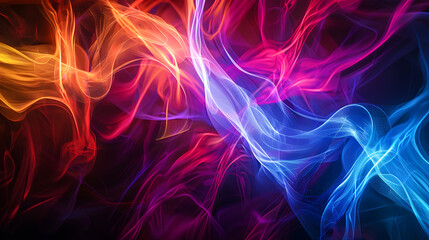 A colorful, swirling pattern of orange and blue flames