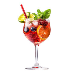 Fresh sparkling summer cocktail isolated on transparent background.