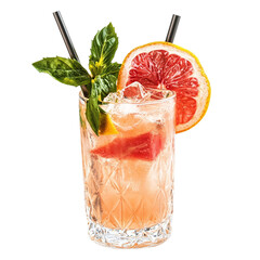 Fresh sparkling summer cocktail isolated on transparent background.