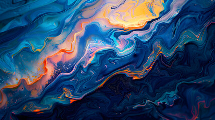 Obraz premium A colorful, abstract painting of flames and smoke