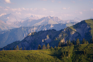 Naklejka premium Beautiful Alpine panorama, Switzerland.