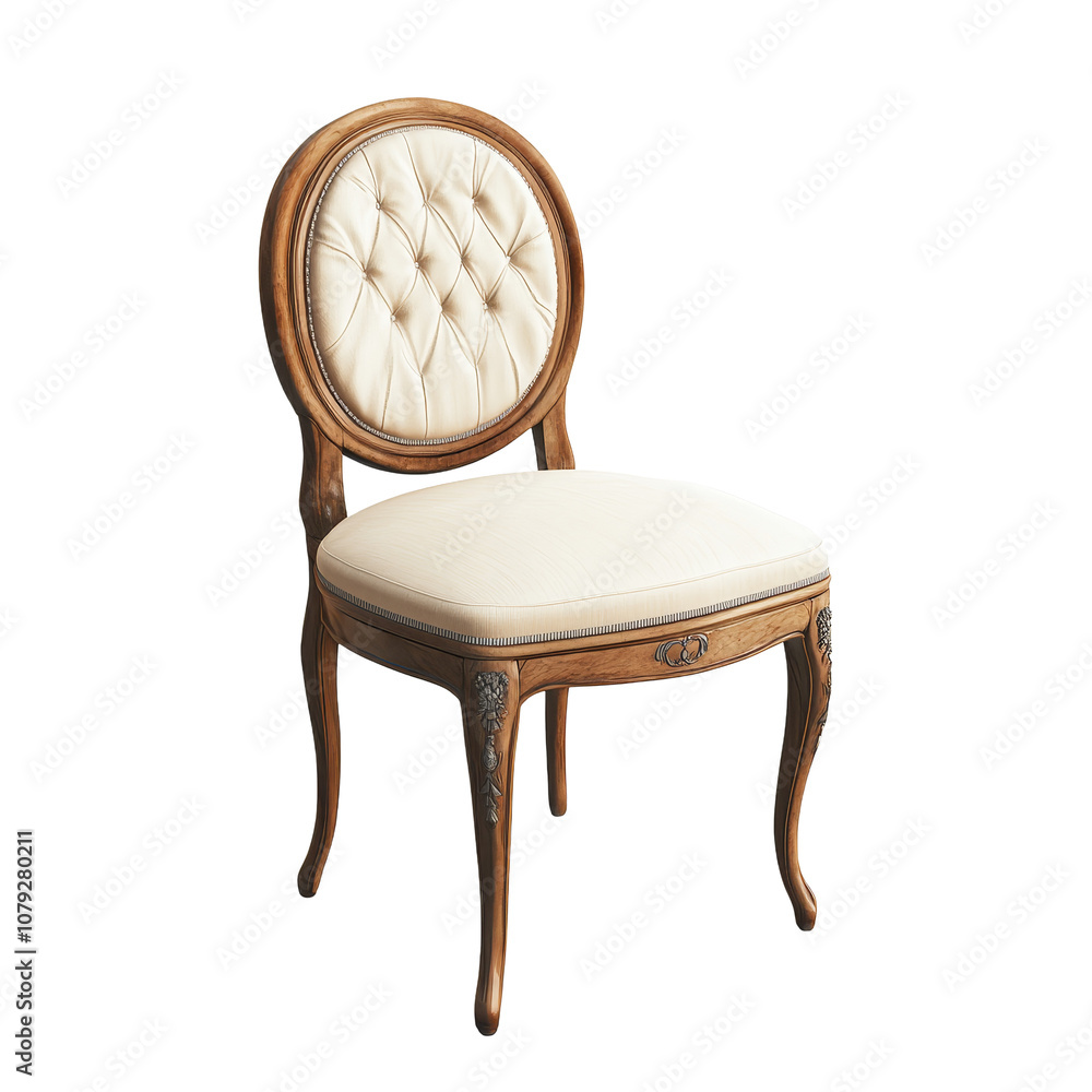 Poster elegant wooden chair with backrest on a clean transparent background showcasing its fine craftsmansh