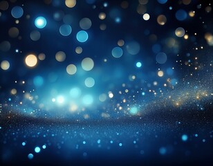 Obraz premium abstract blue glitter background with bokeh lights and particles glittering night sky dark background