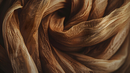 A blue and white scarf is twisted into a knot. 