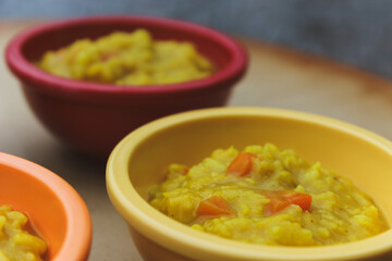 Dal kitchari Indian one pot meal nutritious background
