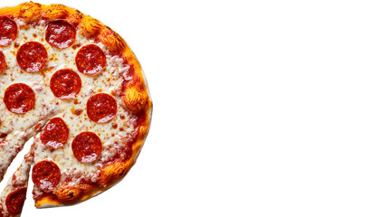 Classic pepperoni pizza slice on a white background
