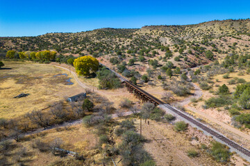 Aerial Views of Historic Town Jerome, Arizona, America, USA.