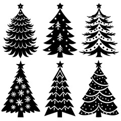 Christmas Tree silhouette, tree silhouette , christmas tree silhouette vector, Silhouette Christmas Tree Stencil Vector Bundle 