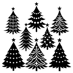 Christmas Tree silhouette, tree silhouette , christmas tree silhouette vector, Silhouette Christmas Tree Stencil Vector Bundle 