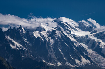 Obraz premium View of Mont Blanc from the French side, Alps.