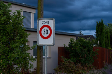 Speed ​​limit zone 30 kilometers per hour. Built-up area