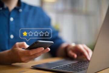 review rating 1 star. concept of low quality, and unhappy, feedback and opinions complaints from the client, bad review icon dissatisfied, experience negative of customers in a service
