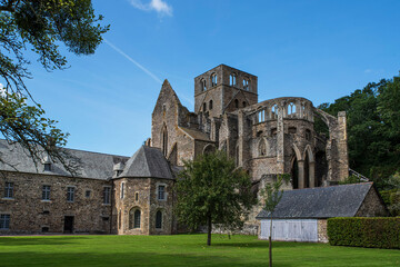 Hambye Abbey in Normandy, France, surrounded by nature