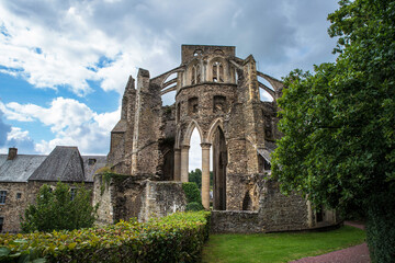 Hambye Abbey in Normandy, France, surrounded by nature