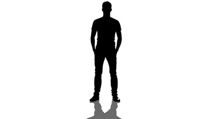 Detailed silhouette of man on clean white background image