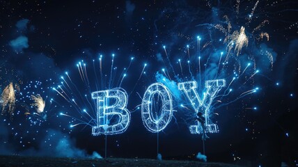 Fireworks Display Forming the Word "BOY"