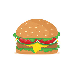 Burger,namburger with cheese on a white background for design,card,wallpaper,wrapping paper,vector illustration.