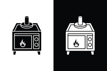 Obraz premium Induction stove glyph icon on White Background Vector Art Illustration on white background.