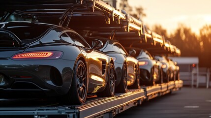 Naklejka premium Explore the innovative equipment and procedures behind efficient car transportation techniques