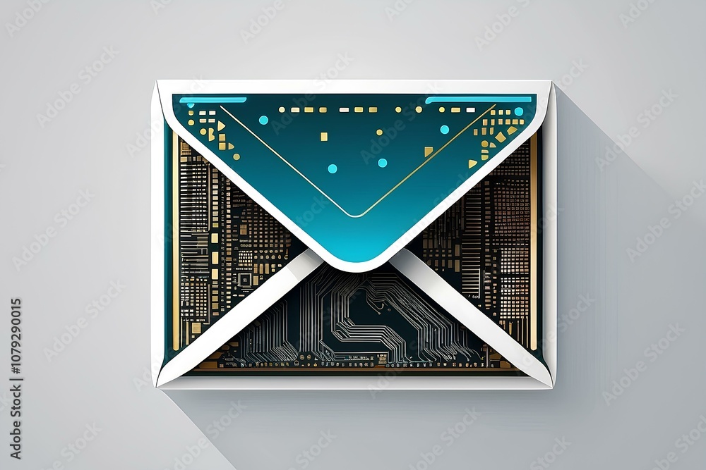 Poster creative digital mailbox design combining the precision of technology with a clean and modern look