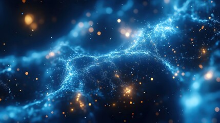Obraz premium Abstract 3D Background with Blue and Orange Glowing Particles