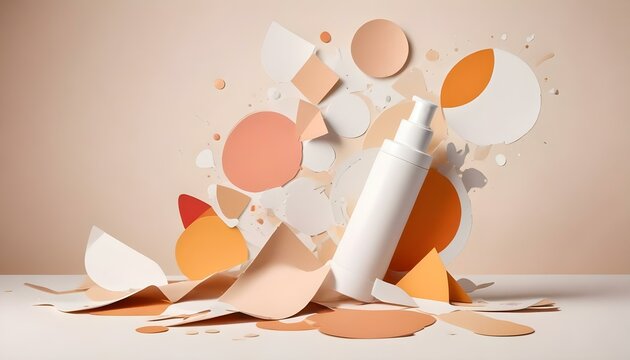 Producto cosm&eacute;tico salpicando dise&ntilde;o de collage de recortes de papel
