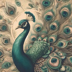 peacock with feathers