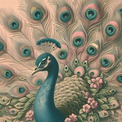 peacock with feathers