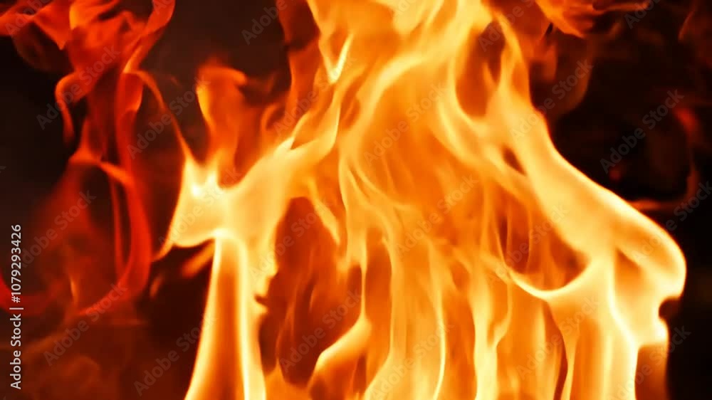 Aufkleber dynamic flames ascending in a dark environment during nighttime generative ai