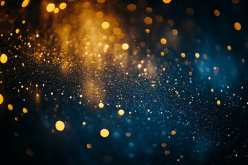 Fototapeta premium Glittering lights in blue and gold create a mesmerizing background for festive celebrations or artistic projects