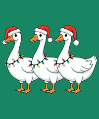 Funny Christmas ducks illustration