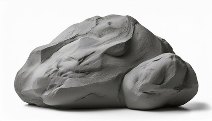 grey modelling clay lump shape isolated on white background
