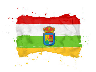 Flag of La Rioja Community, brush stroke background.  Flag La Rioja of Spain on white background. Watercolor style for your design.  EPS10.