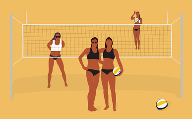 Beach volleyball women match shooting sports recreation