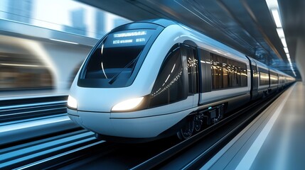 Fototapeta premium Explore the sleek design and efficiency of modern metro rail trains in urban transit systems