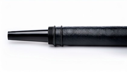 a black pipe with a white background