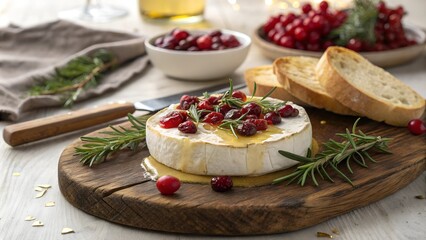 Baked Brie with Cranberries and Toasted Bread