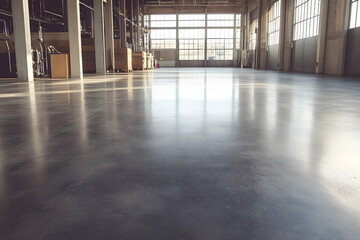 Expansive Concrete Floor in Industrial Warehouse Interior
