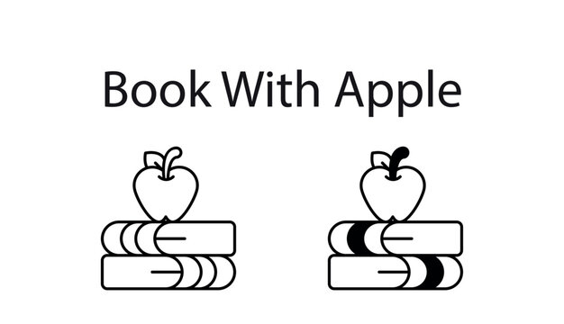 Book With Apple icon design with white background stock illustration