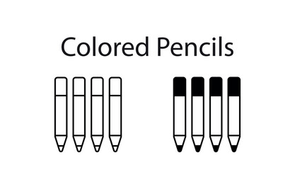 Colored Pencils icon design with white background stock illustration
