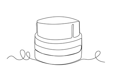 Line Art Cream Tube Bottle Silhouette Icon. One Continuous Line Drawing. Editable Vector Thin Doodle Stroke Sketch. Skincare and Everyday Beauty Routine Concept.