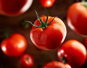 flying tomatoes background out of focus