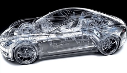 Naklejka premium Electric Car X-Ray Unveiling the Future of Automotive Engineering and Sustainable Transportation