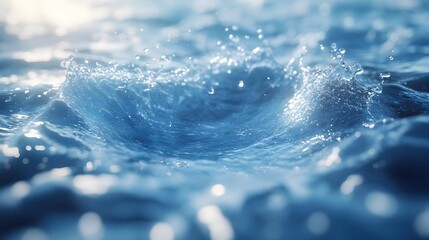 Water Splash, Close-up, Blue,  3D Illustration