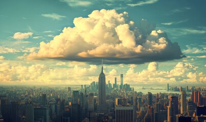 Obraz premium Cloud Computing Over Cityscape