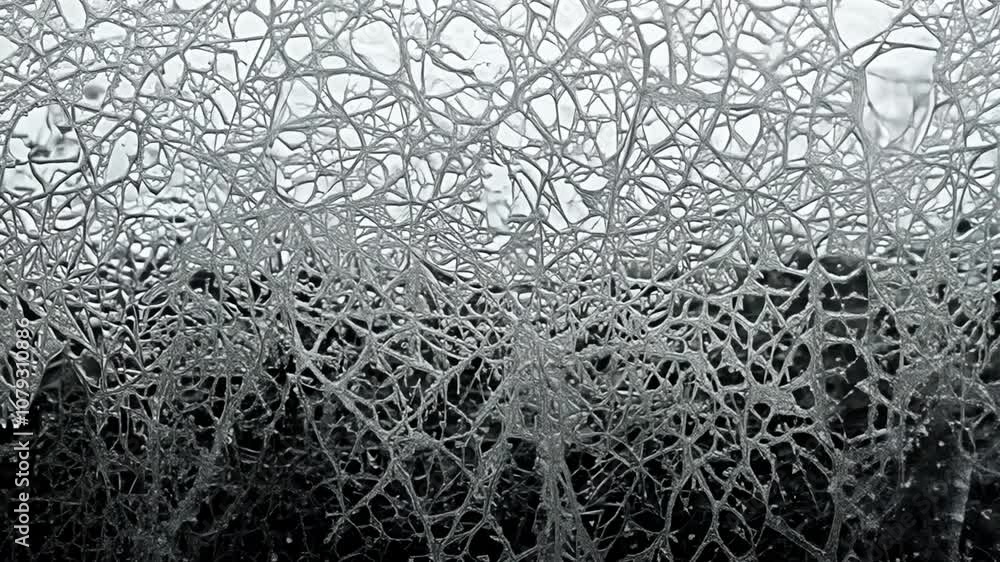 Poster stunning time-lapse of frost formation on a window in winter generative ai